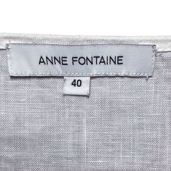 ANNE FONTAINE Charlette Blouse Size 40 6 8 White Linen 3/4 Sleeve Tie Back EUC - Picture 3 of 16